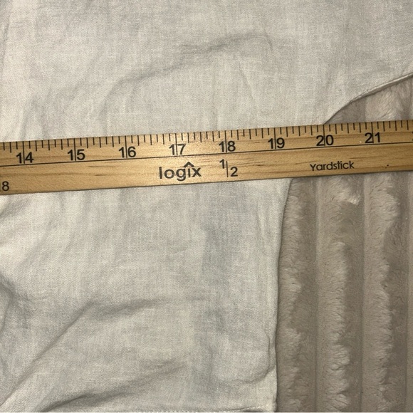 Abercrombie & Fitch Cream Button-Down Shirt Linen Blend Crop - Picture 7 of 8